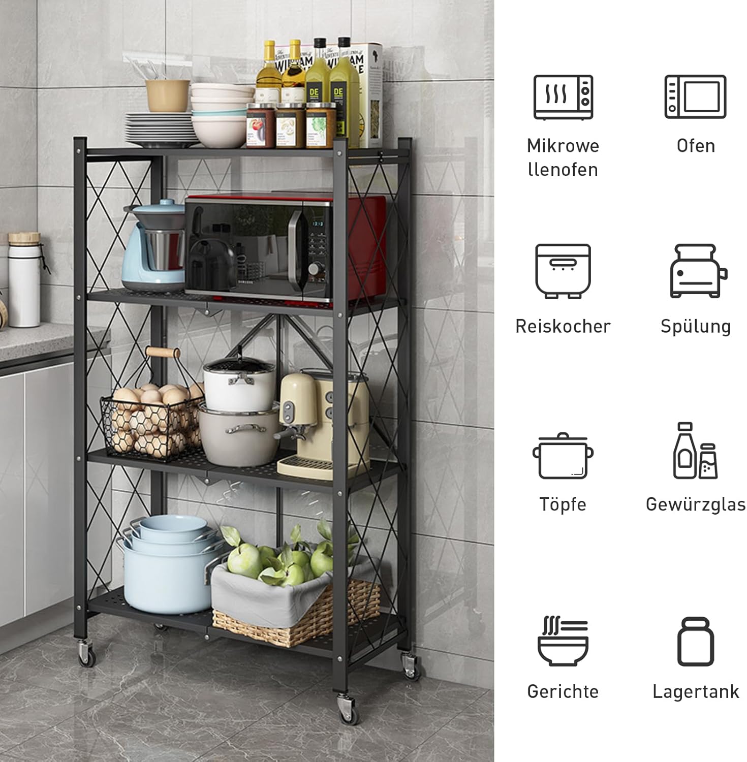 Étagère Rangement Pliante 4 Étagères - PROMO DÉSTOCKAGE (stock limité)