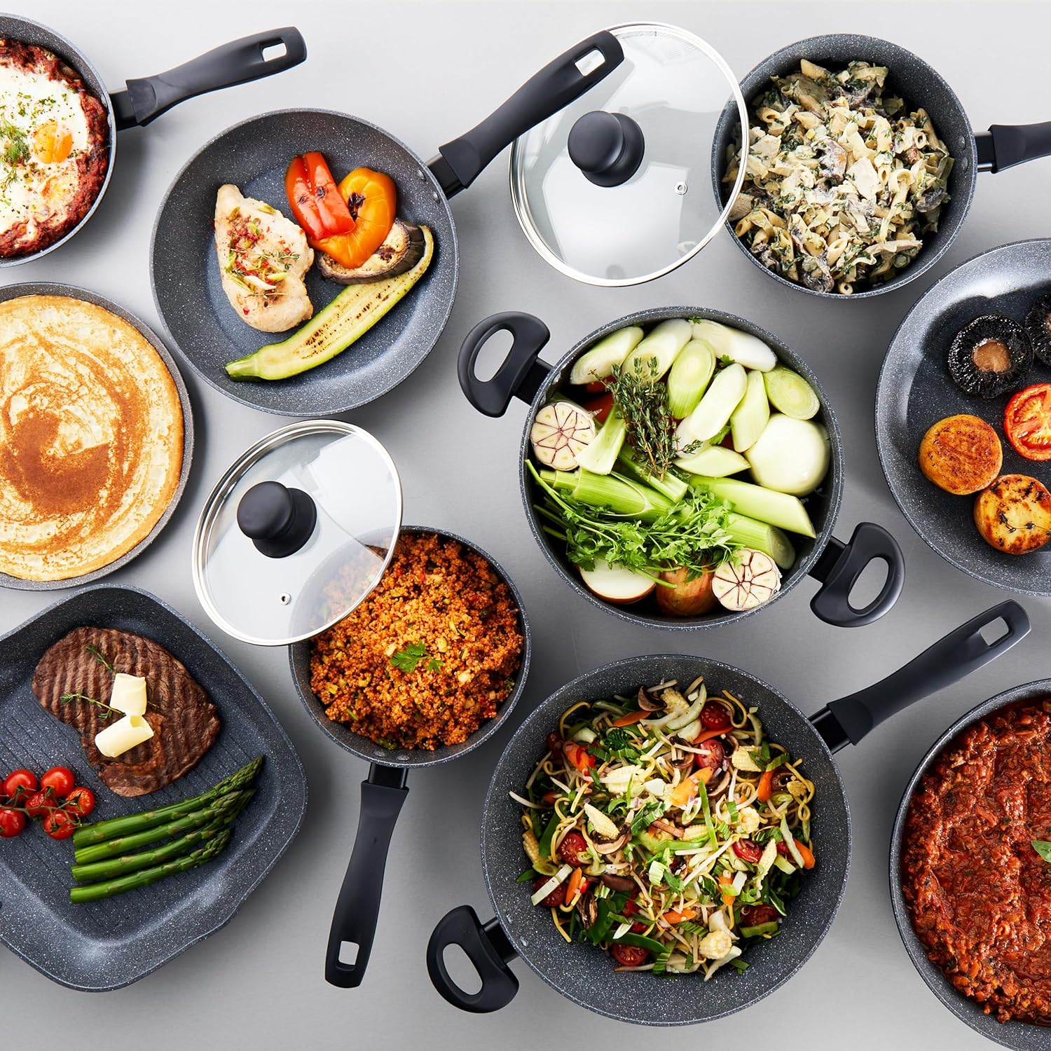 Lot de casseroles, poeles anti adhésives, multifonction, cuisson rapide (PROMOTION SPÉCIALE RAMADAN)