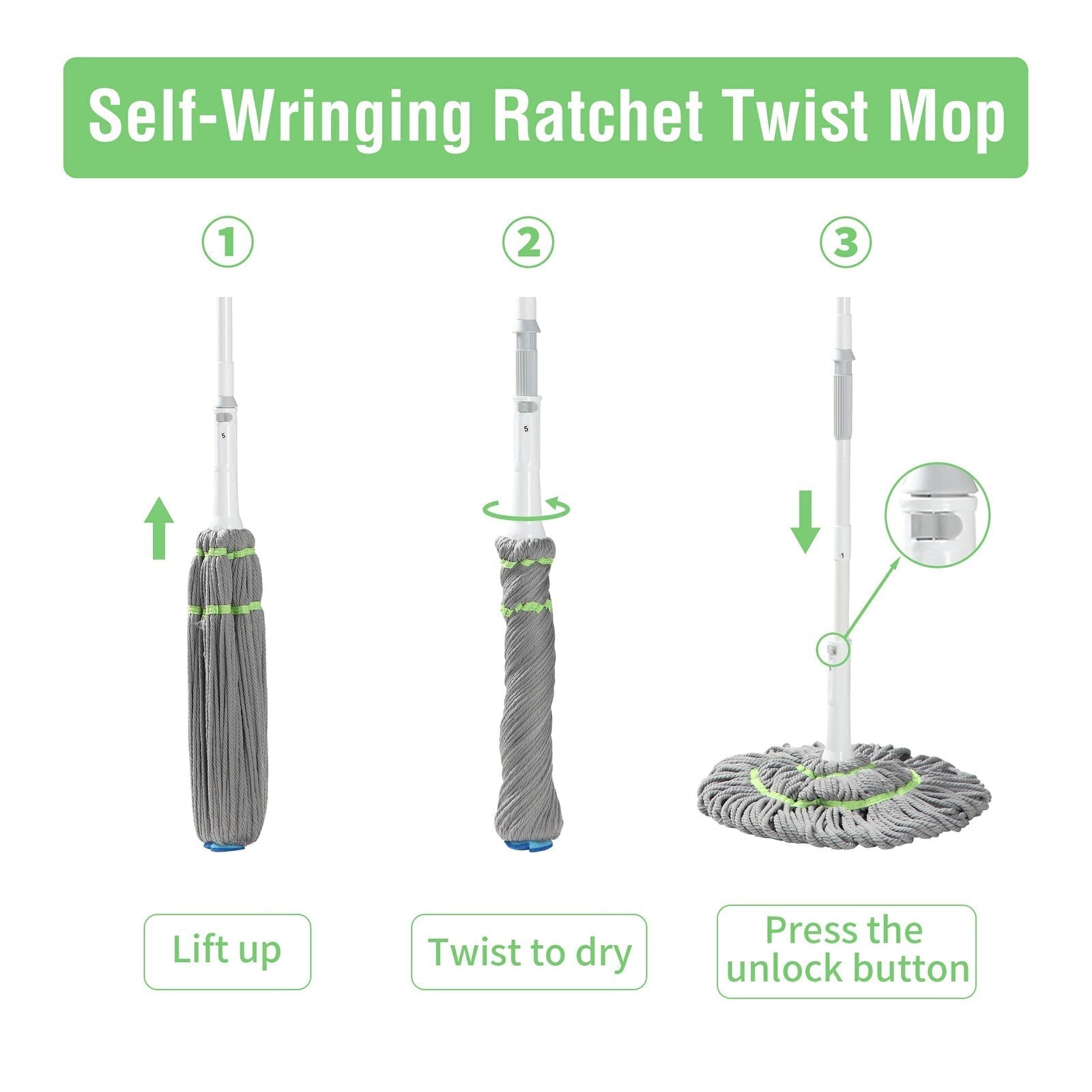 Balai rotatif 2 en 1 à 360 degrés en microfibre hautement absorbante (EN PROMOTION - Stock très limité)